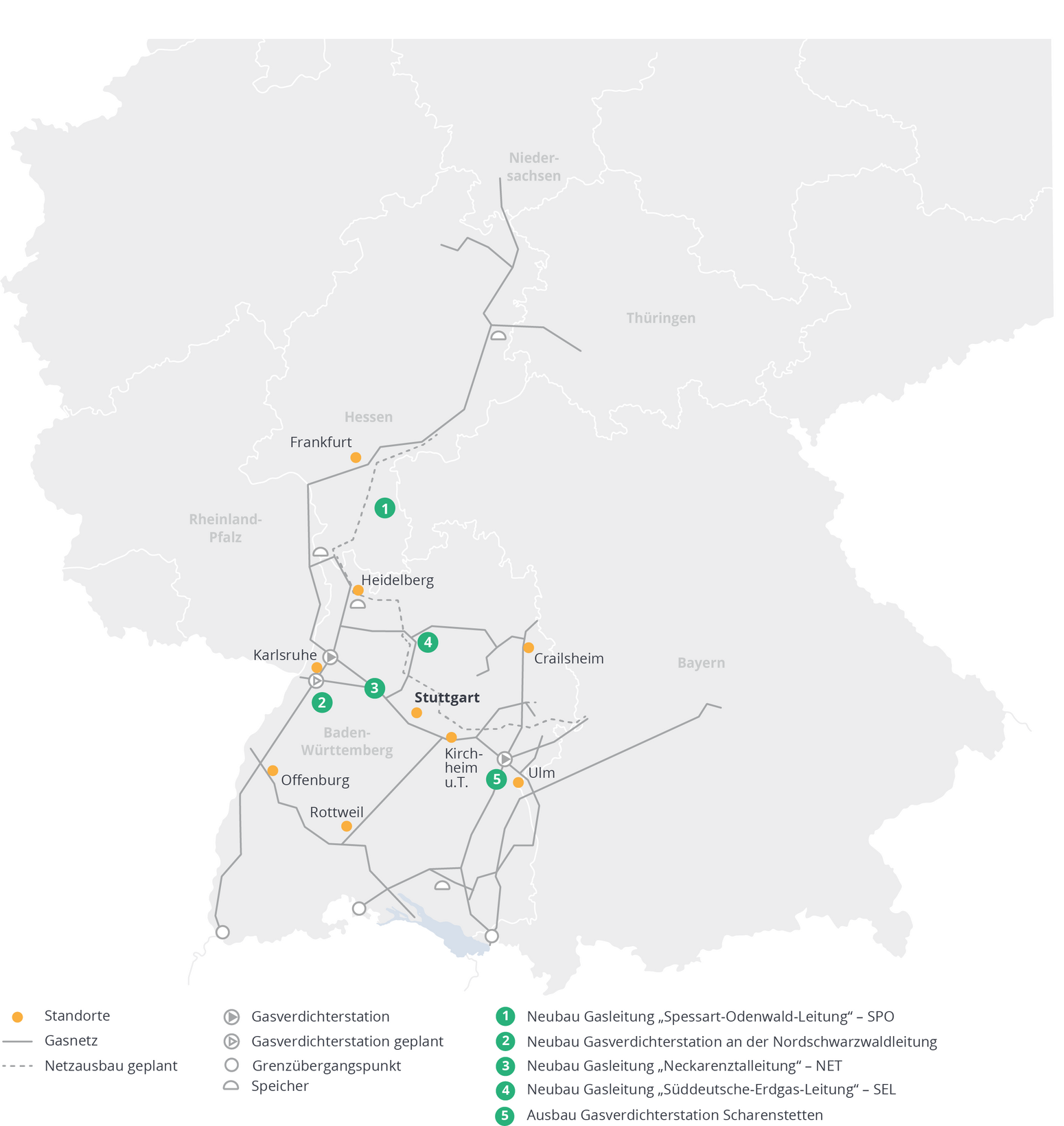 terranets bw - Netzausbauprojekte - Netzkarte Gasnetzs