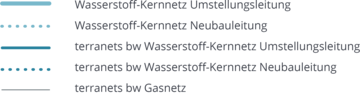 Legende zur Karte Schrittweise Aufbau der Wasserstoff-Infrastruktur in Baden-Württemberg