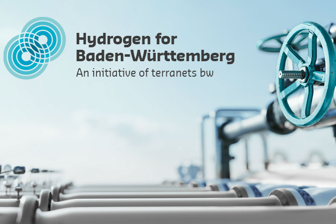 Logo Wasserstoff für Baden-Württemberg, eine Initiative von terranets&nbsp;bw EN