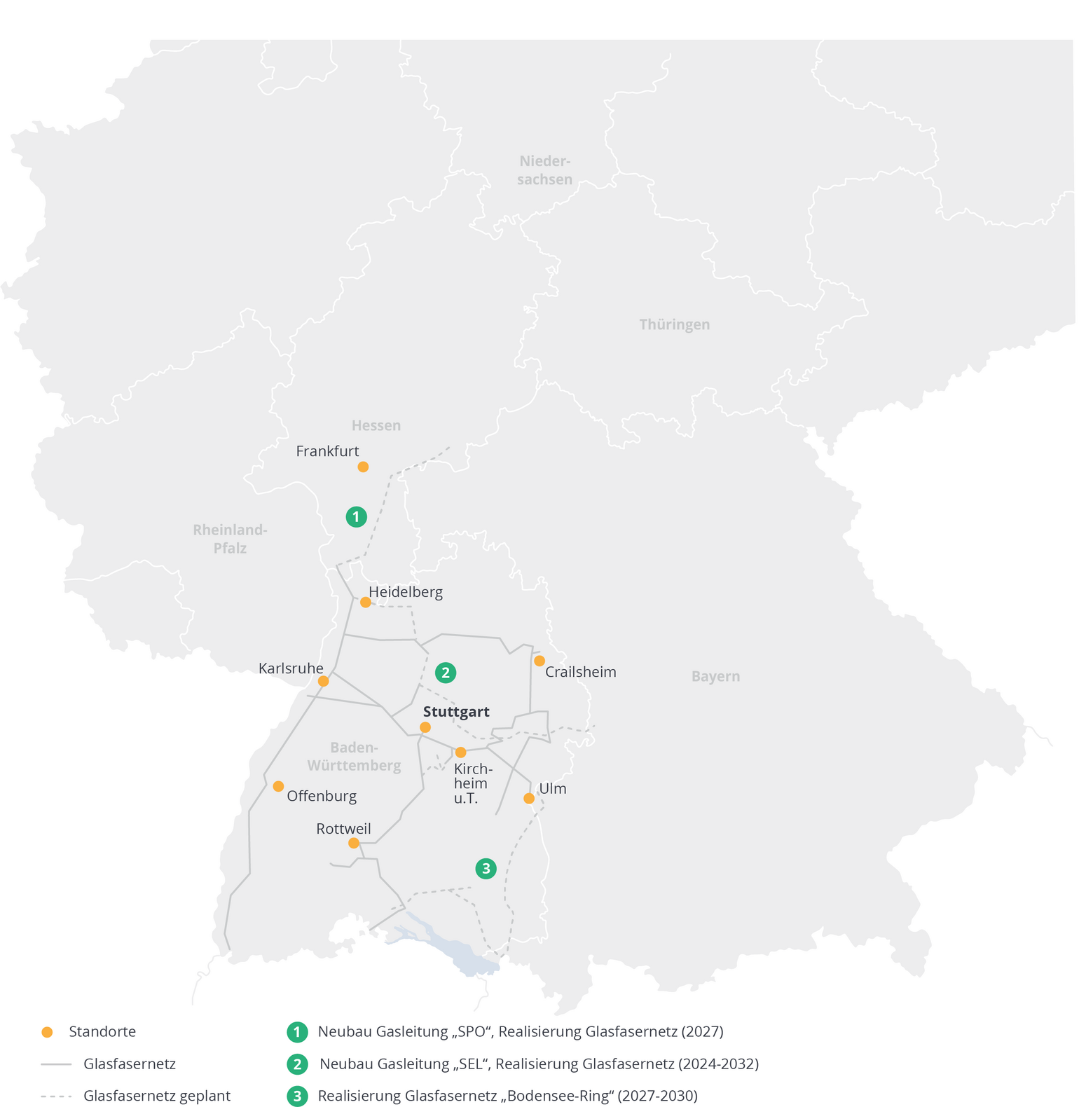 Map of the telecommunications network for Baden-Württemberg