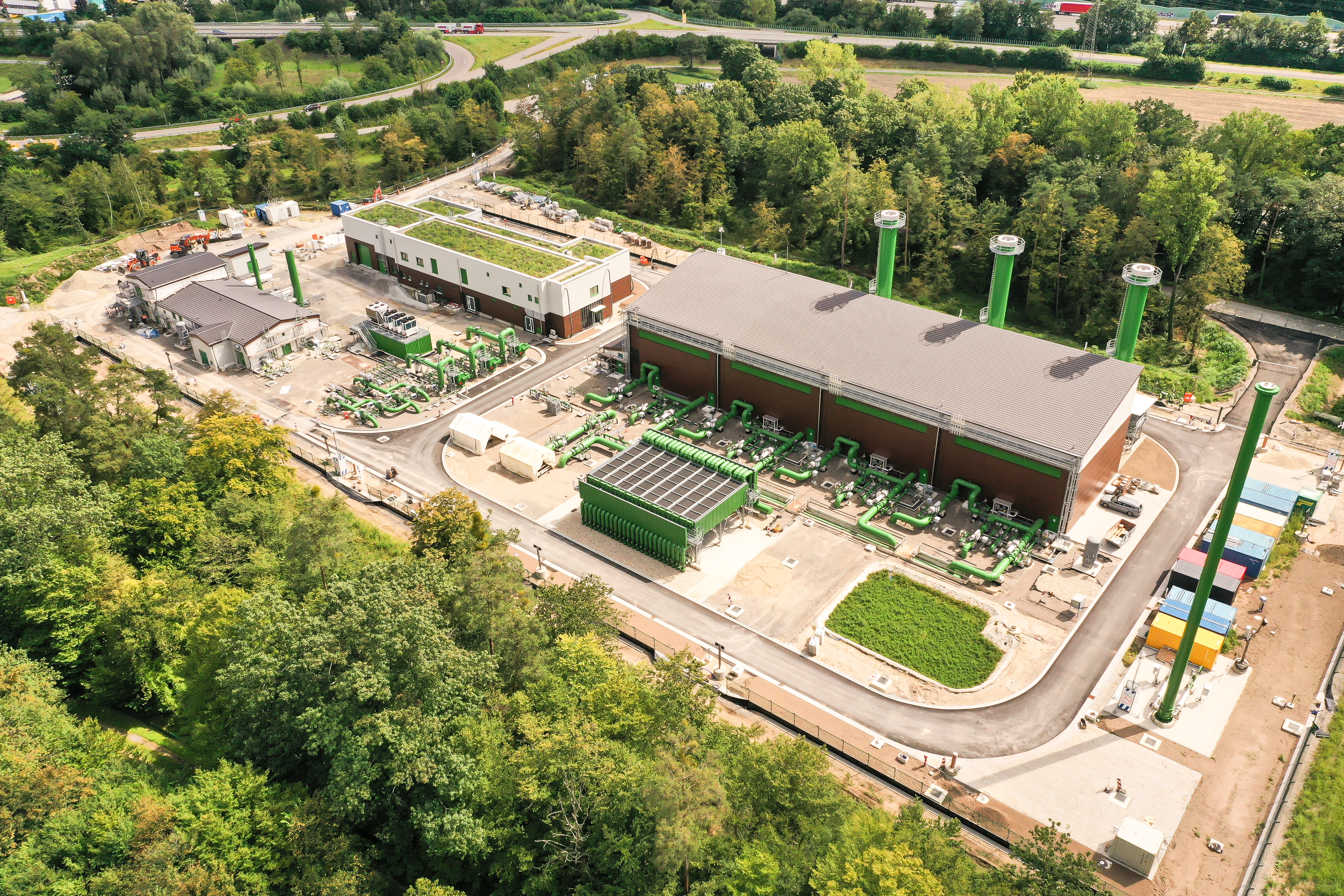 Luftaufnahme der Gasverdichterstation in Mörsch