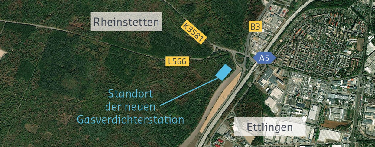 Standort der Gasverdichterstation Rheinstetten